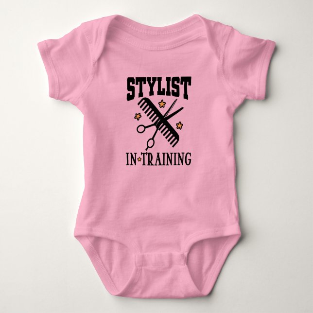 Stylist in Training Hair Barber Baby Bodysuit (Front)