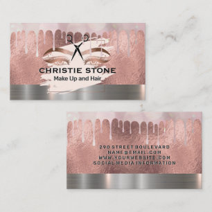 Stylist   Mua Rose Gold Foil   Bokeh Drip Business Card