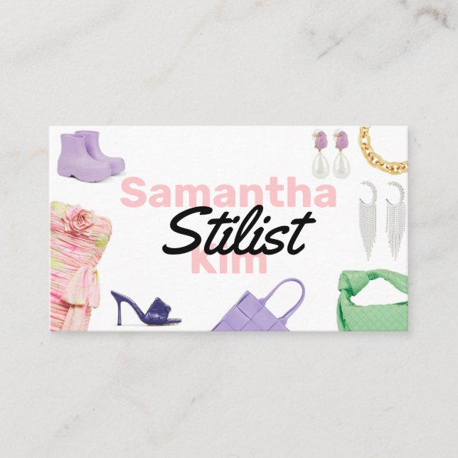 stylist script chic business card Modern (Front)