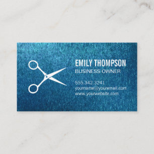 Stylist Shears Blue Texture Background Business Card