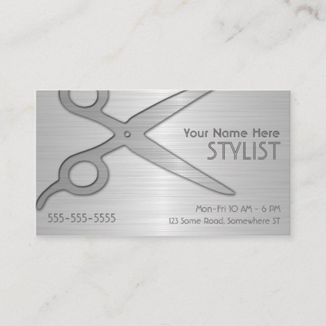 Stylist Silver Appointment Business Card (Front)