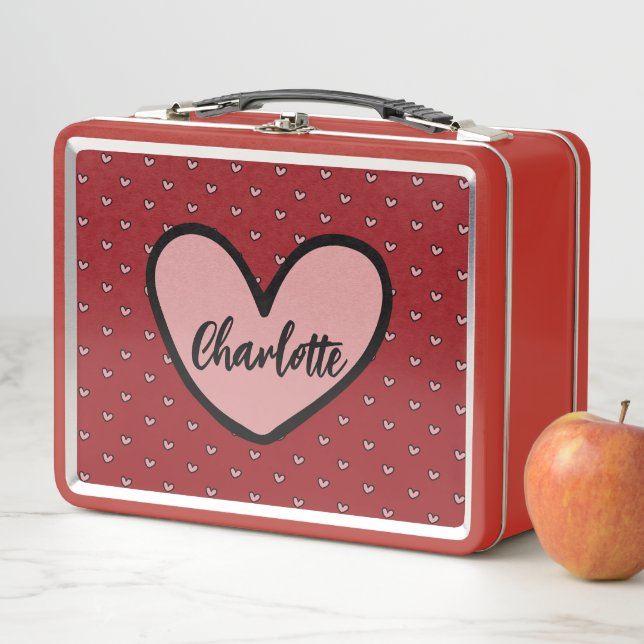 Stylist Sweet Heart Personalised gifts template  Metal Lunch Box (In Situ)