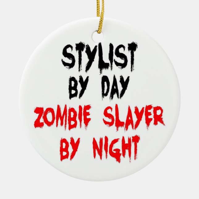 Stylist Zombie Slayer Ceramic Ornament (Front)