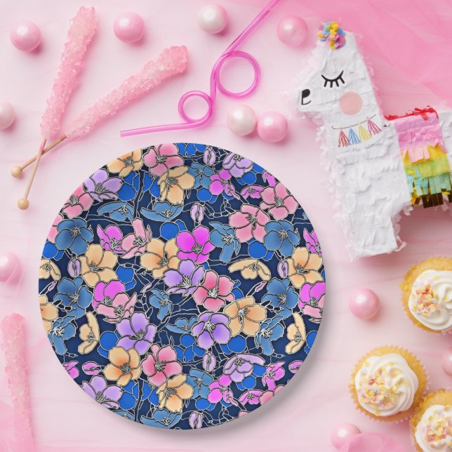 Stylistic Floral Pattern 46 Paper Plate (Party)