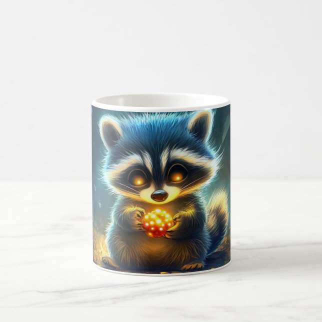 stylized and cute raccoon coffee mug (Center)