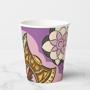 Stylized Axe and Flower Design Paper Cups