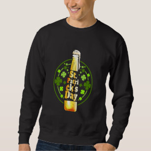 Stylized Beer Bottle And Shamrocks For St Patricks Sweatshirt