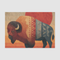 Stylized Bison with Native American Patterns