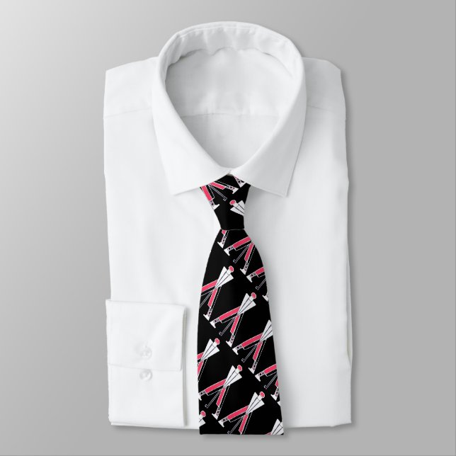 STYLIZED BLACK WHITE RED GOLFER ,GOLF PLAYERS TIE (Tied)