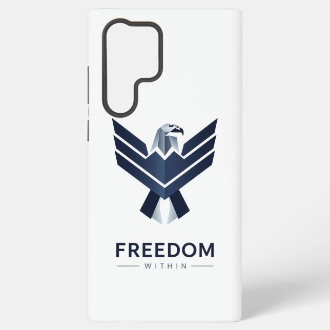 Stylized Blue Eagle "Freedom Within" Samsung Galaxy S22 Ultra Case (Back)