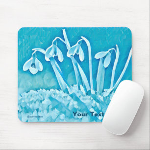 Stylized Blue Snowdrops Mouse Pad