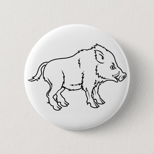 Stylized boar illustration 6 cm round badge (Front)