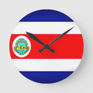 Stylized Costa Rica Flag Round Clock