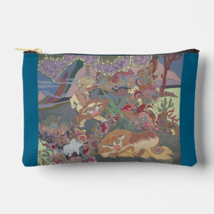 Stylized Dogs Playing in Garden Accessory Pouch