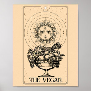 Stylized engraved sun plentiful fruits The Vegan  Poster
