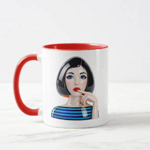 Stylized Female Portrait Mug