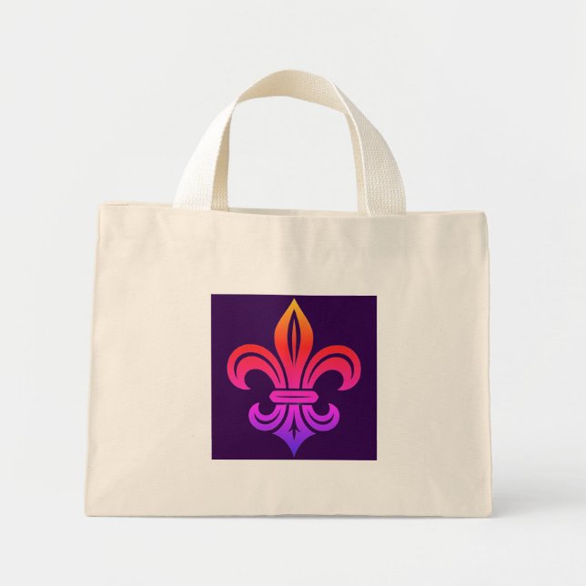 "Stylized Fleur-de-lis" Mini Tote Bag (Front)