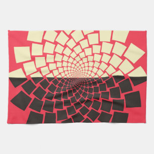 Stylized Flower: Black Red Ivory Tea Towel