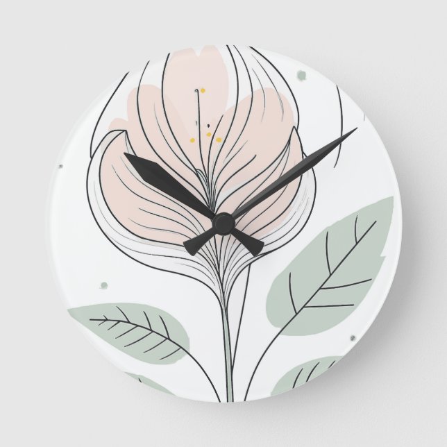 stylized flower delicate and elegant wall clock (Front)
