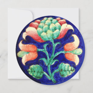 STYLIZED FLOWER/PINK RED GREEN ORANGE BLUE FLORAL INVITATION