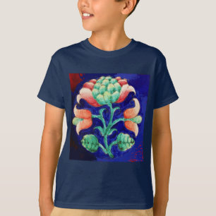 STYLIZED FLOWER/ RED PINK GREEN BLUE FLORAL T-Shirt