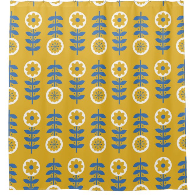 Stylized flower seamless pattern. Scandinavian sty Shower Curtain (Front)