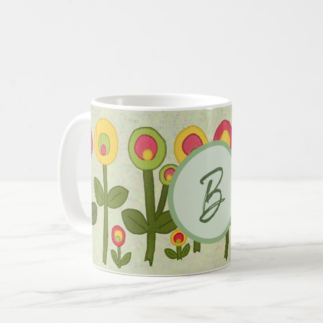 Stylized flowers coffee mug (Front Left)