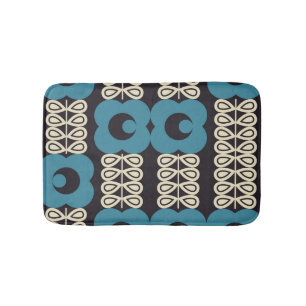 Stylized Flowers: Modern Vintage Geometric. Bath Mat