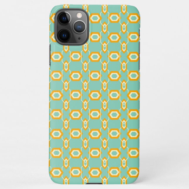Stylized geometric pattern in bold orange hexagon iPhone case (Back)