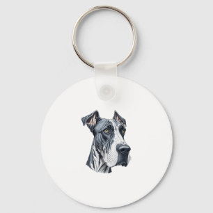 Stylized Great Dane Head  Key Ring