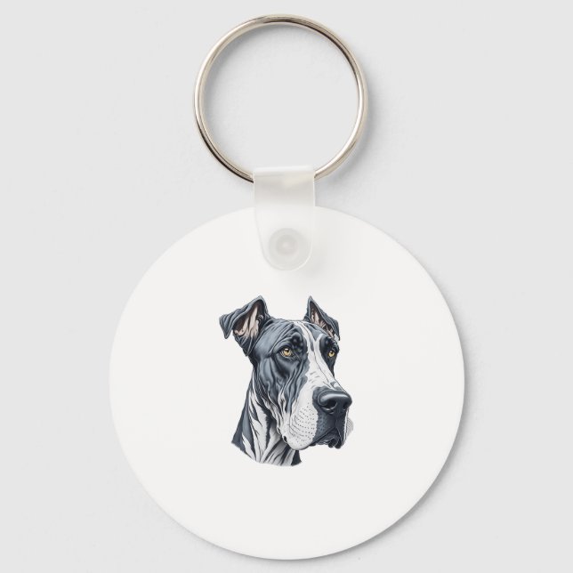 Stylized Great Dane Head  Key Ring (Front)