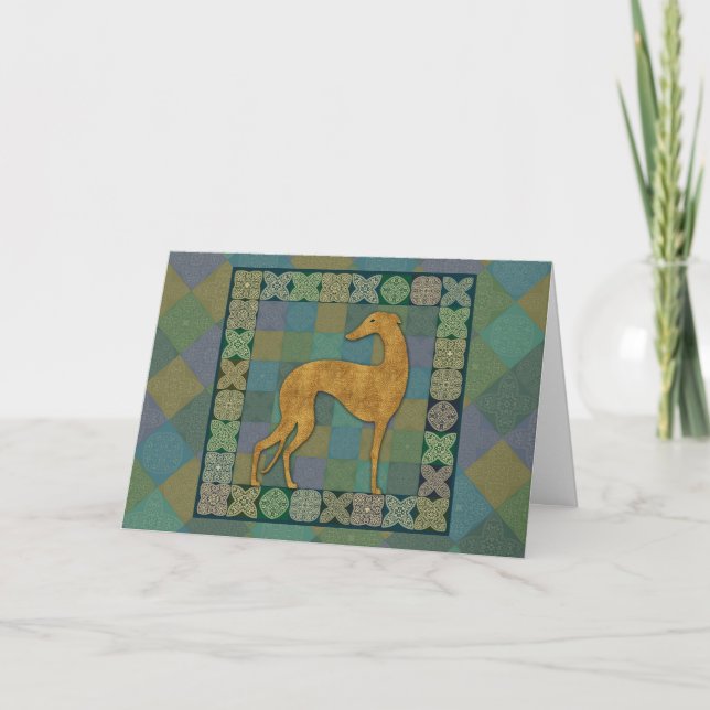 Stylized greyhound "Fergulia" Holiday Card (Front)