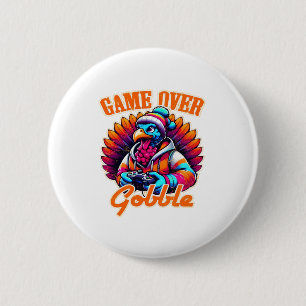 Stylized Hoodie Turkey Gamer with Distressed Orang 6 Cm Round Badge