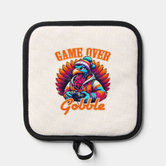 Stylized Hoodie Turkey Gamer with Distressed Orang Pot Holder