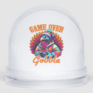 Stylized Hoodie Turkey Gamer with Distressed Orang Snowglobe