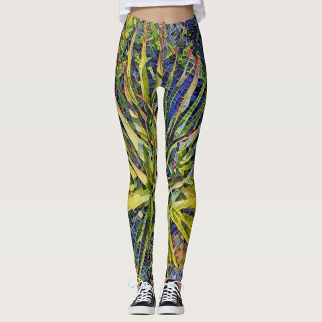 Stylized Mosaic Aloe Leggings (Front)