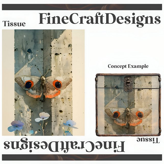 Stylized Moth Flowers Modern Decoupage Left 148 Tissue Paper (Creator Uploaded)