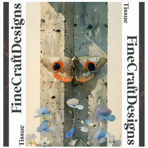 Stylized Moth Flowers Modern Decoupage Right 148 Tissue Paper