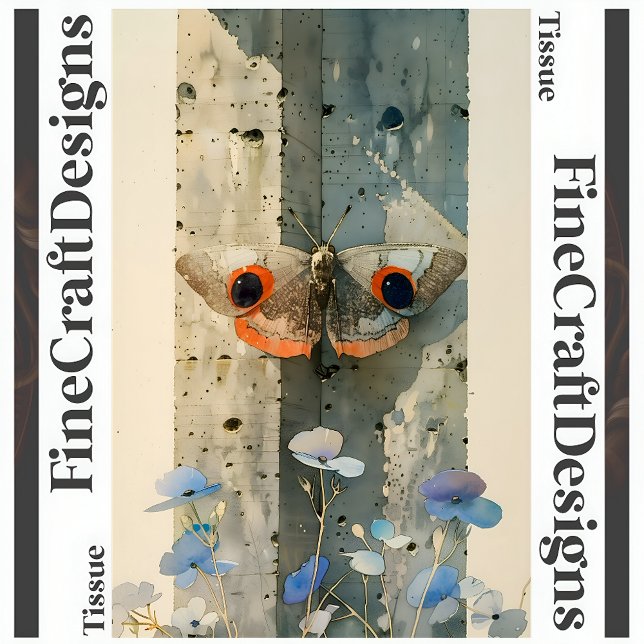 Stylized Moth Flowers Modern Decoupage Right 148 Tissue Paper (Creator Uploaded)