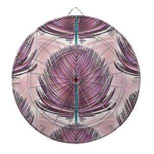 Stylized Peacock Feather - pink Dartboard