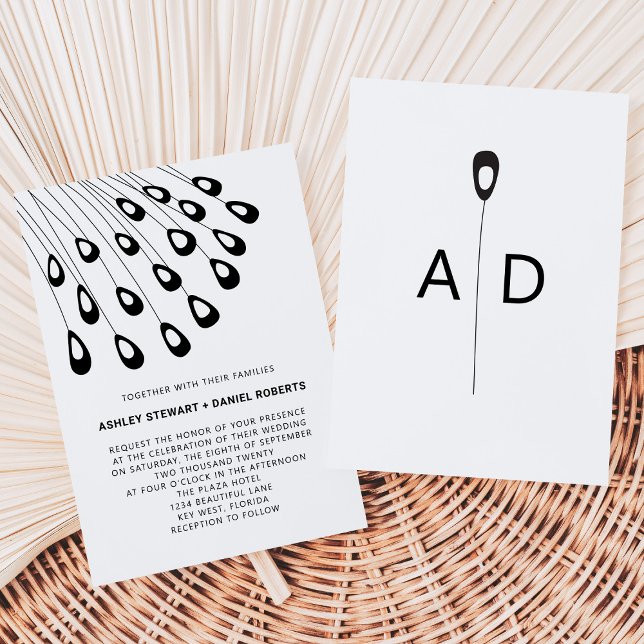 Stylized Peacock Feathers Modern Wedding Invitation (Creator Uploaded)