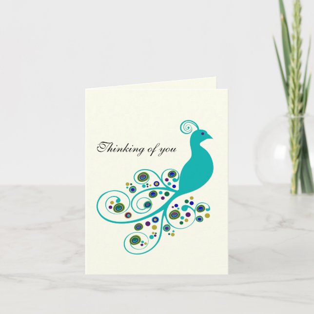 Stylized Peacock Note Card (Front)