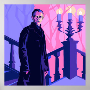 Stylized Portrait of a Stern Man Poster