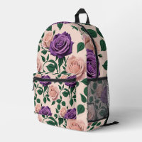 Stylized Purple Roses With Green Accents