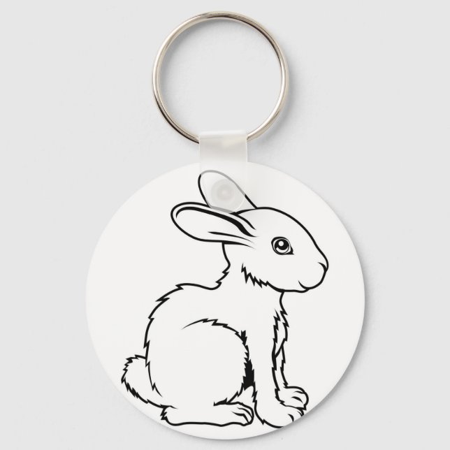 Stylized rabbit illustration key ring (Front)