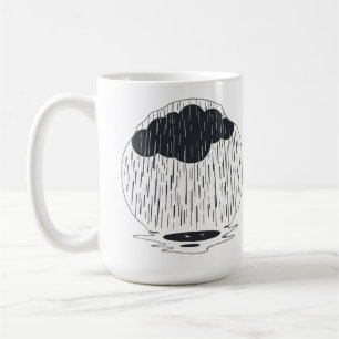 Stylized Rain Cloud with Falling Rain and Puddle Coffee Mug