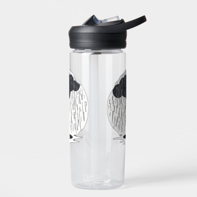 Stylized Rain Cloud with Falling Rain and Puddle Water Bottle (Left)