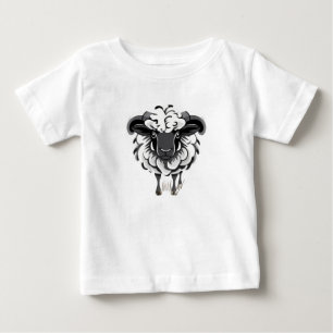 Stylized Ram Illustration with Curly Fleece Baby T-Shirt