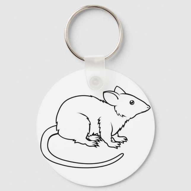 Stylized rat illustration key ring (Front)