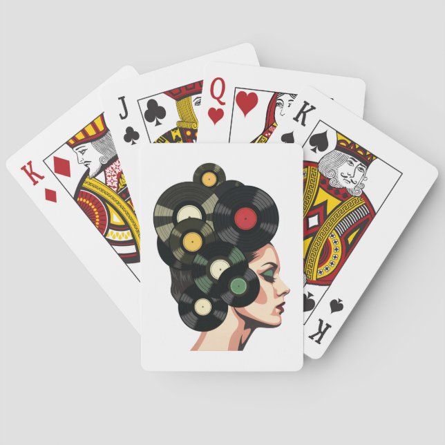 Stylized Retro Vinyl Record Poster Art Playing Cards (Back)